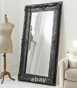 Valois Large Black shabby chic Full Length Wall Leaner Floor Mirror 72 x 38