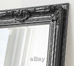 Valois Large Black shabby chic Full Length Wall Leaner Floor Mirror 72 x 38