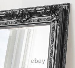 Valois Large Full Length shabby Chic Black Wall Leaner Floor Mirror 183cm x 97cm