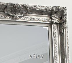 Valois Large Silver shabby chic Full Length Wall Leaner Floor Mirror 72 x 38