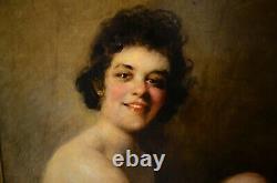 Very Fine Large Antique Early 20th Century Full Length Nude Oil Painting WATELET
