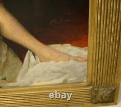 Very Fine Large Antique Early 20th Century Full Length Nude Oil Painting WATELET
