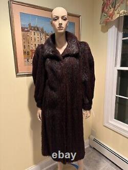 Very Warm! 45 Chocolate Brown Nutria Full Length Real Fur Coat Size 12/14 Large