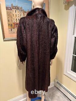 Very Warm! 45 Chocolate Brown Nutria Full Length Real Fur Coat Size 12/14 Large