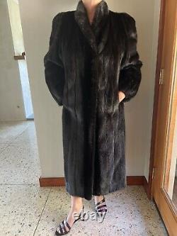 Vintage Aladino Stefani Original Full Length Genuine Mink Coat Black Large