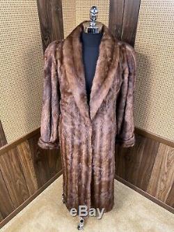 Vintage Alaska Fur Galley Full Length Brown Ranch Mink Fur Coat Large 8 10