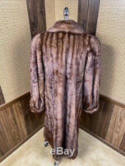 Vintage Alaska Fur Galley Full Length Brown Ranch Mink Fur Coat Large 8 10