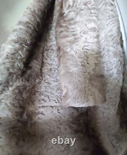 Vintage Astrakhan Real Fur Coat Rare Gold Brown Jacket Karakul Full Length maxi