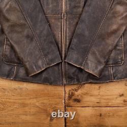 Vintage Columbia Leather Jacket L Dad Faded Brown Full Zip Mid Length Womens