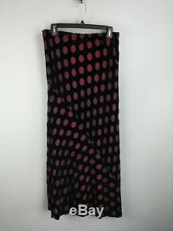 Vintage Comme des Garcons Women Skirt L Large Black Velvet Pink Polka Dot Lined