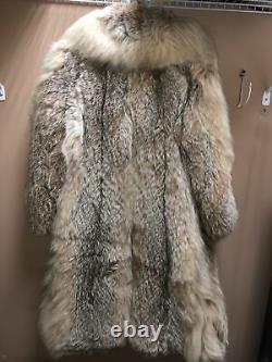 Vintage Coyote Womens Full Length Fur Coat Fox Winter Size Large