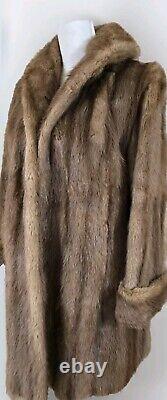 Vintage Famous-Barr Fur Salon Full Length Muskrat Furr Coat Sz Medium- Large