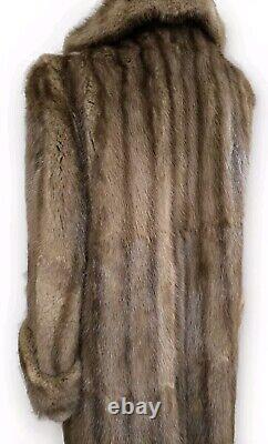 Vintage Famous-Barr Fur Salon Full Length Muskrat Furr Coat Sz Medium- Large