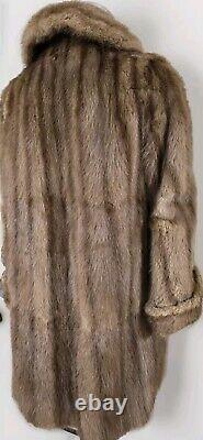 Vintage Famous-Barr Fur Salon Full Length Muskrat Furr Coat Sz Medium- Large