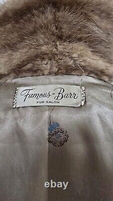 Vintage Famous-Barr Fur Salon Full Length Muskrat Furr Coat Sz Medium- Large