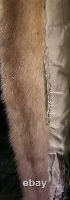 Vintage Full Length Beige Mink Coat With Ivory Fox Collar Size Large