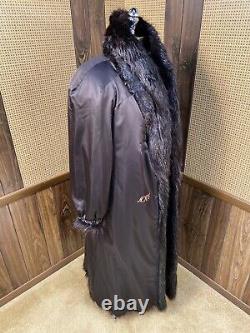 Vintage Full Length Ebony Long Haired Beaver Fur Coat Large 8 10