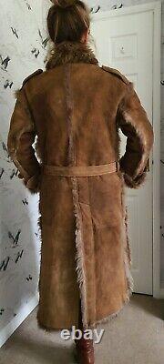 Vintage Full Length Genuine Sheepskin Coat Maxi Long 44 Chest 12 14 16