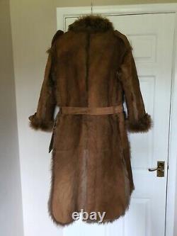 Vintage Full Length Genuine Sheepskin Coat Maxi Long 44 Chest 12 14 16