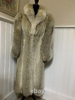 Vintage Genuine COYOTE Fur Coat Stroller Full Length & Set Of Coyote Ear Muffs