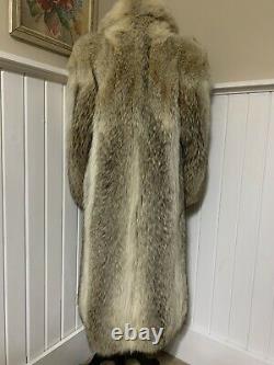 Vintage Genuine COYOTE Fur Coat Stroller Full Length & Set Of Coyote Ear Muffs