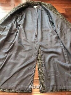 Vintage Gucci Mens Wool Leather Accents Full Length Belted Overcoat Coat Sz L
