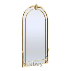Vintage Large Full Length Wall Mirror Gold Arched Dressing Mirror Leaning Mirror