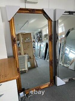 Vintage Large Shabby Chic Full Length Wall Leaner Floor Mirror Gold 180cm x 90cm