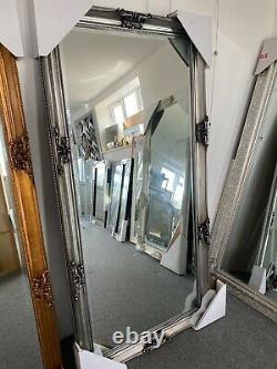 Vintage Large Shabby Chic Full Length Wall Leaner Mirror silver 180cm x 90cm