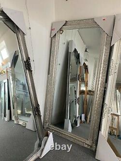 Vintage Large Shabby Chic Full Length Wall Leaner Mirror silver 180cm x 90cm