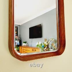 Vintage Mid-Century Walnut Large Mirror Full Length Deep Frame Bevelled Danish