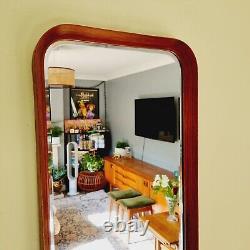 Vintage Mid-Century Walnut Large Mirror Full Length Deep Frame Bevelled Danish