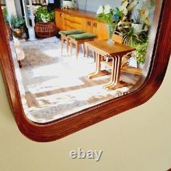 Vintage Mid-Century Walnut Large Mirror Full Length Deep Frame Bevelled Danish