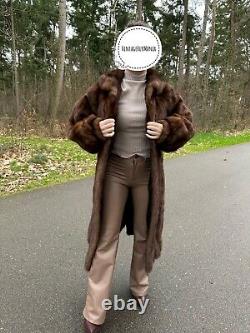 Vintage Mink Fur Coat, Large Size Mink Coat, Luxurious Dark Brown Full-Length