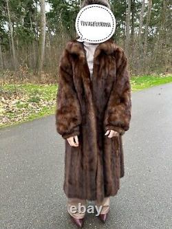 Vintage Mink Fur Coat, Large Size Mink Coat, Luxurious Dark Brown Full-Length