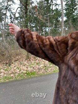 Vintage Mink Fur Coat, Large Size Mink Coat, Luxurious Dark Brown Full-Length