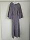 Vintage Paisley Blue Purple Silver Batwing Full Length Maxi Dress Crimplene