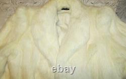 Vintage REAL genuine Rabbit FUR Full length Long Coat Cream White Large 12