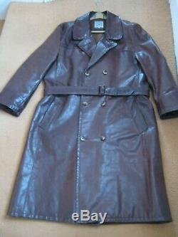 Vintage Sam Walker'Flying Togs' Full Length Heavyweight Leather Coat Size 48
