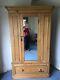 Vintage Shabby Chic Old Pine Wardrobe With Mirror Door & Large Drawer Fab