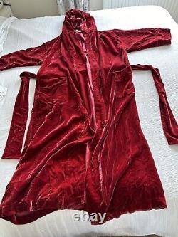 Vintage Toast Red Silk Blend Velvet Full Length Robe Dressing Gown Size L