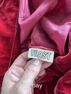 Vintage Toast Red Silk Blend Velvet Full Length Robe Dressing Gown Size L