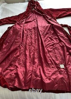 Vintage Toast Red Silk Blend Velvet Full Length Robe Dressing Gown Size L