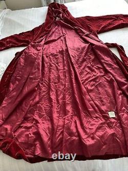 Vintage Toast Red Silk Blend Velvet Full Length Robe Dressing Gown Size L