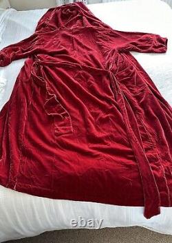 Vintage Toast Red Silk Blend Velvet Full Length Robe Dressing Gown Size L