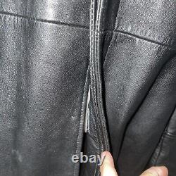 Vintage Waterproofed Black Leather Long Riding Coat Matrix Full Length X Large