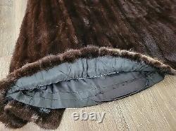 Vintage Women's Long Full Length Mink Fur Coat Dark Brown Hollywood Regency