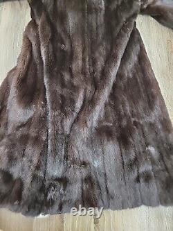 Vintage Women's Long Full Length Mink Fur Coat Dark Brown Hollywood Regency