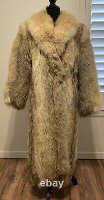 Vintage Womens Soft Coyote Fur Full Length Coat Jacket Size Large