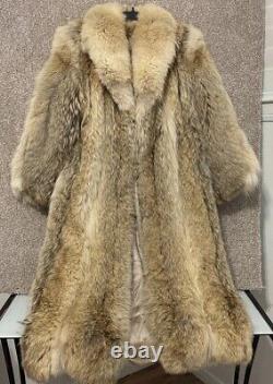 Vintage Womens Soft Coyote Fur Full Length Coat Jacket Size Large